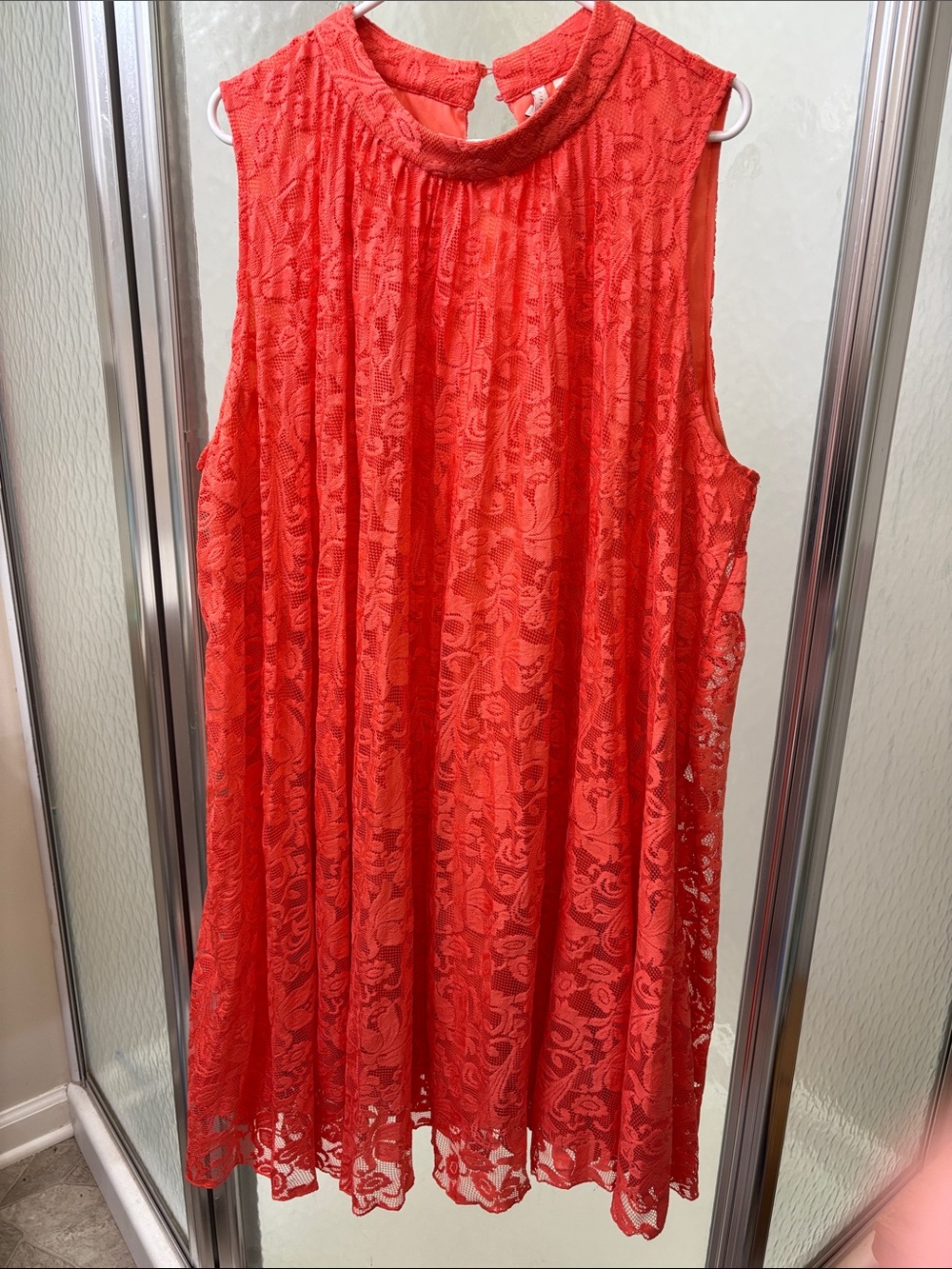 Sleeveless Coral Lace Swing Dress, 26/28W by Cato